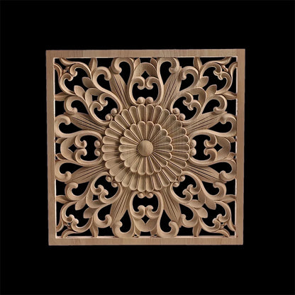Exquisite Wooden Floral Appliques – Hand-Carved Decorative Onlay for Home & Furniture
