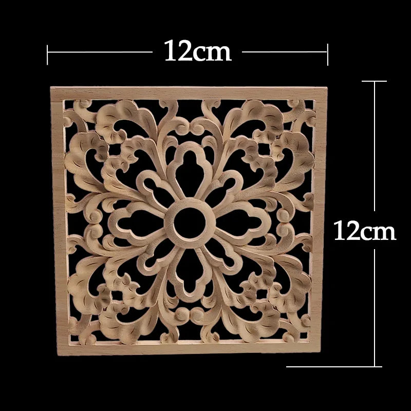 Exquisite Wooden Floral Appliques – Hand-Carved Decorative Onlay for Home & Furniture