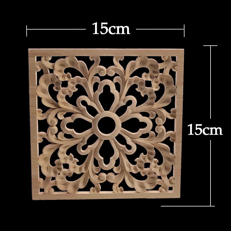Exquisite Wooden Floral Appliques – Hand-Carved Decorative Onlay for Home & Furniture