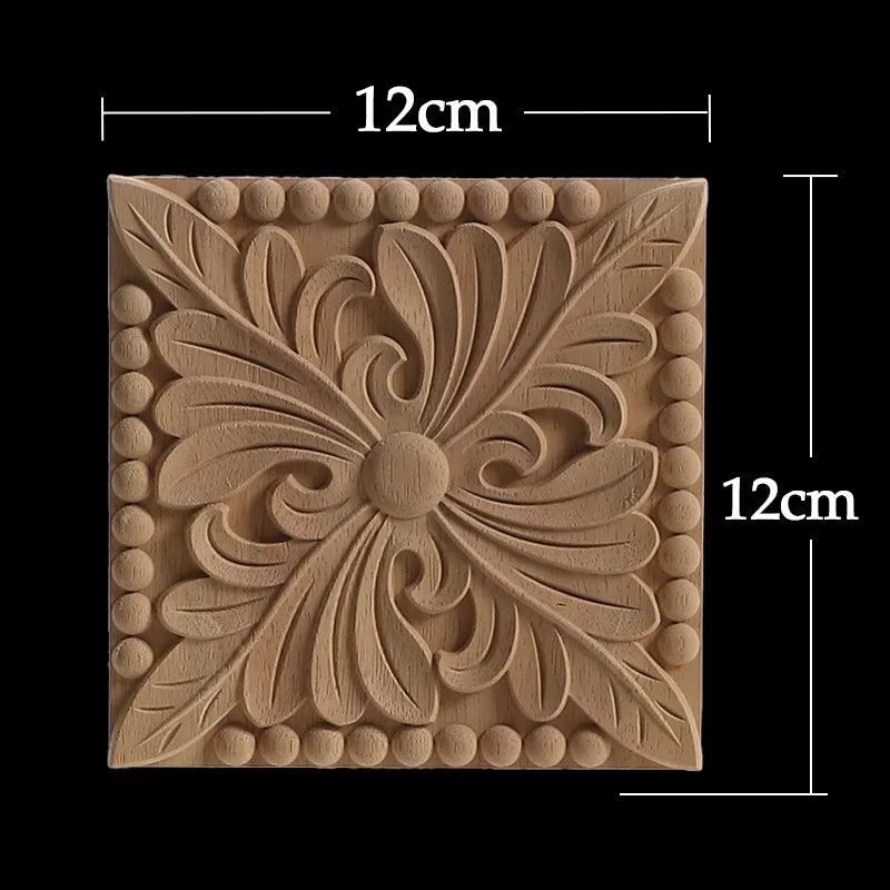 Exquisite Wooden Floral Appliques – Hand-Carved Decorative Onlay for Home & Furniture