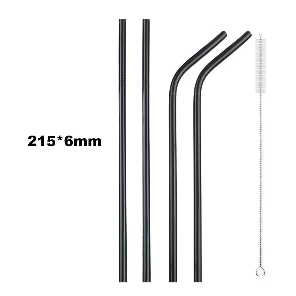 5PCS Rainbow Stainless Steel Straws – Reusable Metal Drinking Straw Set