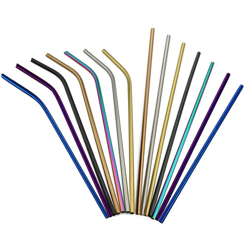 5PCS Rainbow Stainless Steel Straws – Reusable Metal Drinking Straw Set