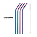 5PCS Rainbow Stainless Steel Straws – Reusable Metal Drinking Straw Set