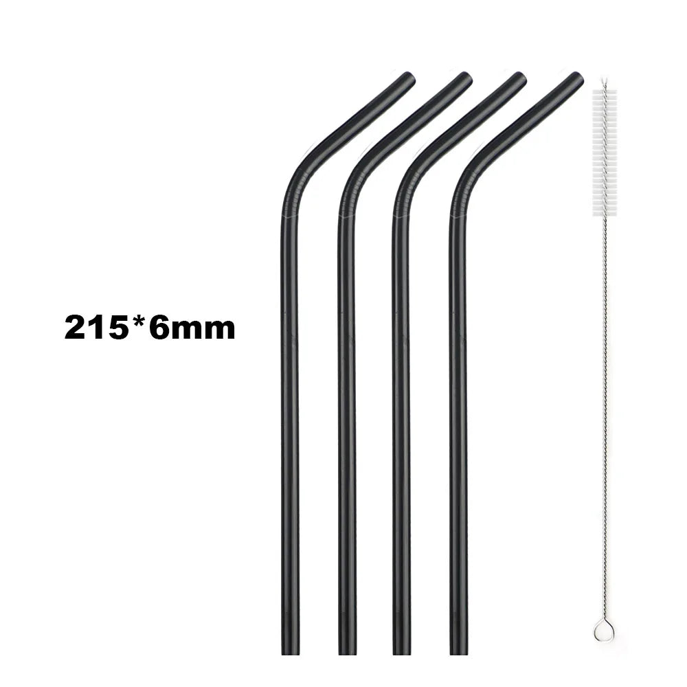 5PCS Rainbow Stainless Steel Straws – Reusable Metal Drinking Straw Set