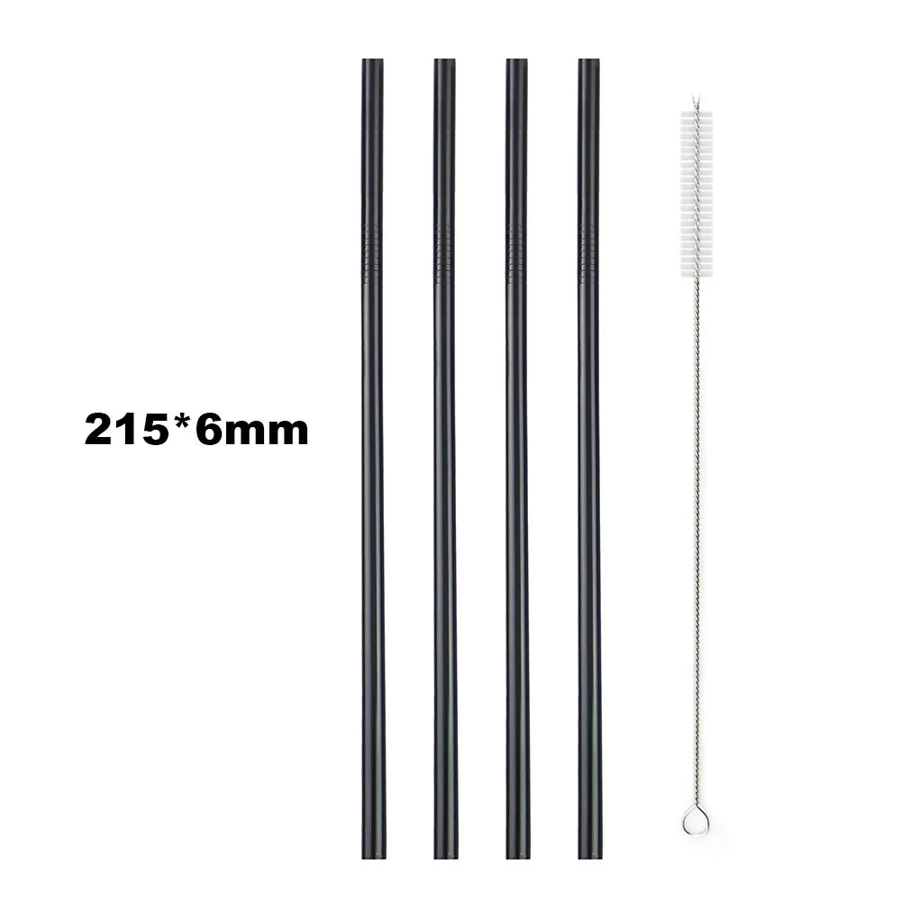 5PCS Rainbow Stainless Steel Straws – Reusable Metal Drinking Straw Set