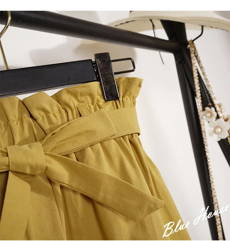 Elegant Women's Midi Skirt – High Waist Knee-Length Pleated Summer & Autumn Skirt