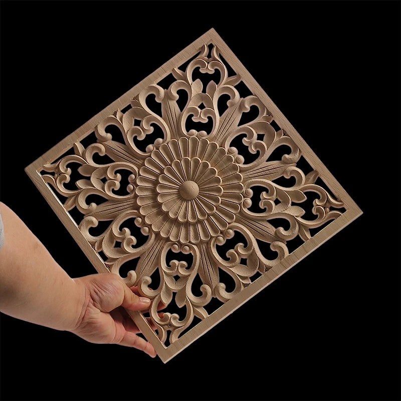 Exquisite Wooden Floral Appliques – Hand-Carved Decorative Onlay for Home & Furniture