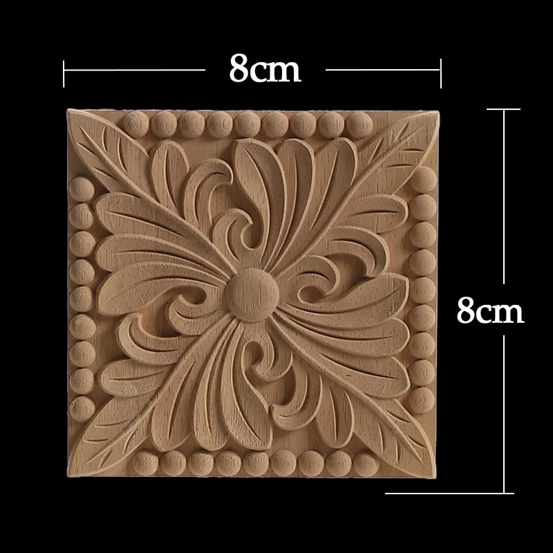 Exquisite Wooden Floral Appliques – Hand-Carved Decorative Onlay for Home & Furniture