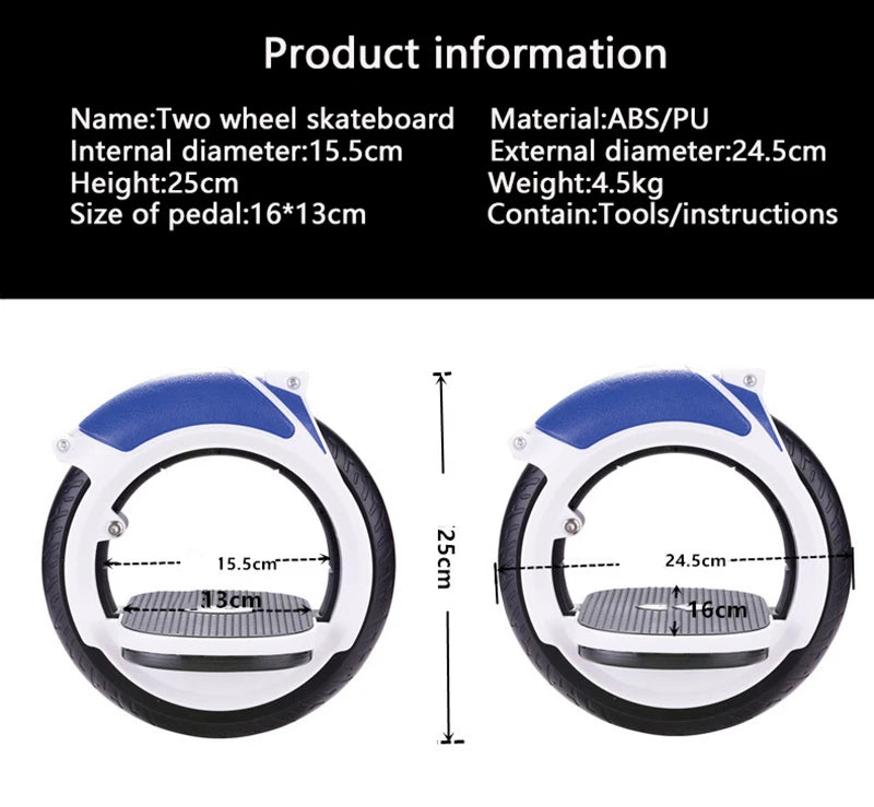 2-Wheel Anti-Slip Drift Skateboard with Foot-Powered Motion for Kids & Teens