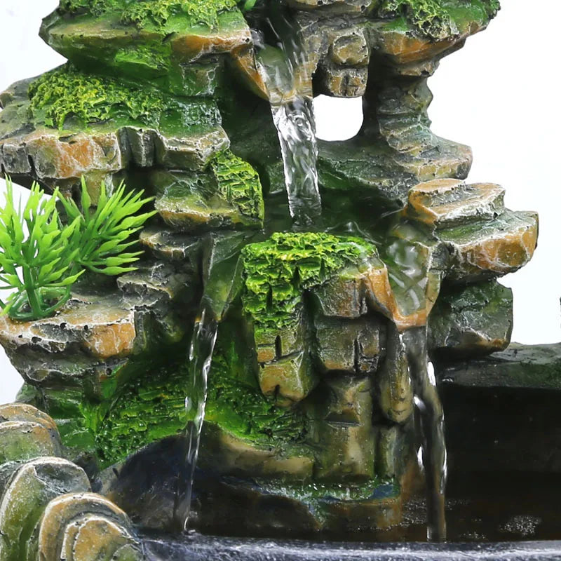 Indoor Feng Shui Water Fountain – Resin Rockery Desktop Decor