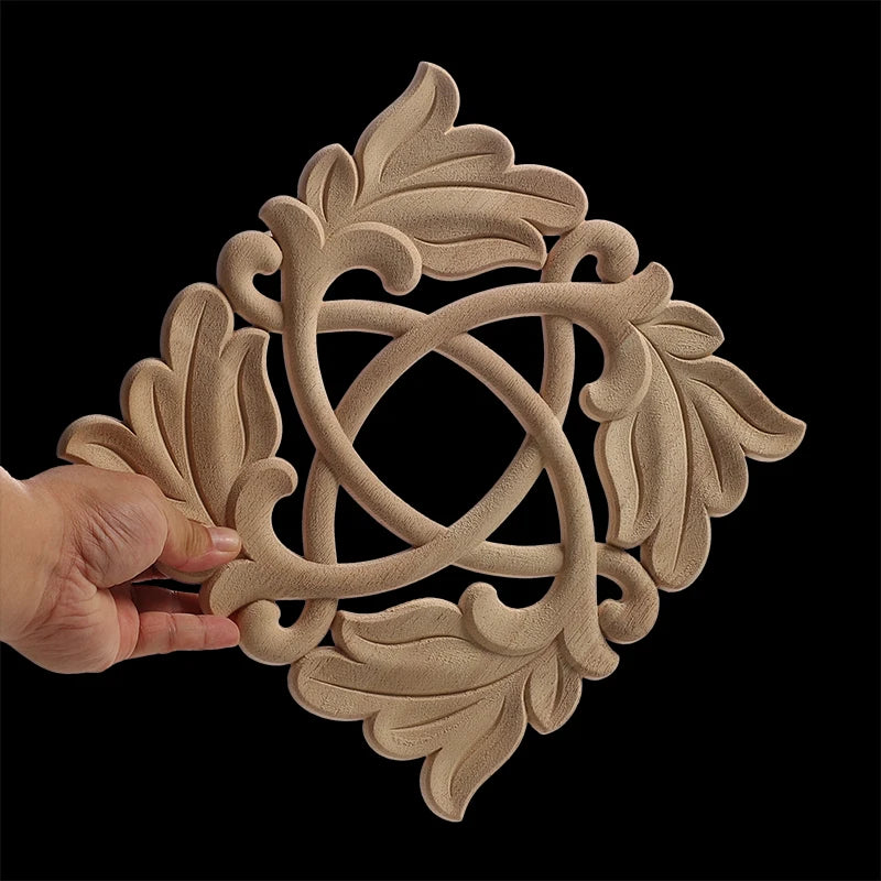 Exquisite Wooden Floral Appliques – Hand-Carved Decorative Onlay for Home & Furniture