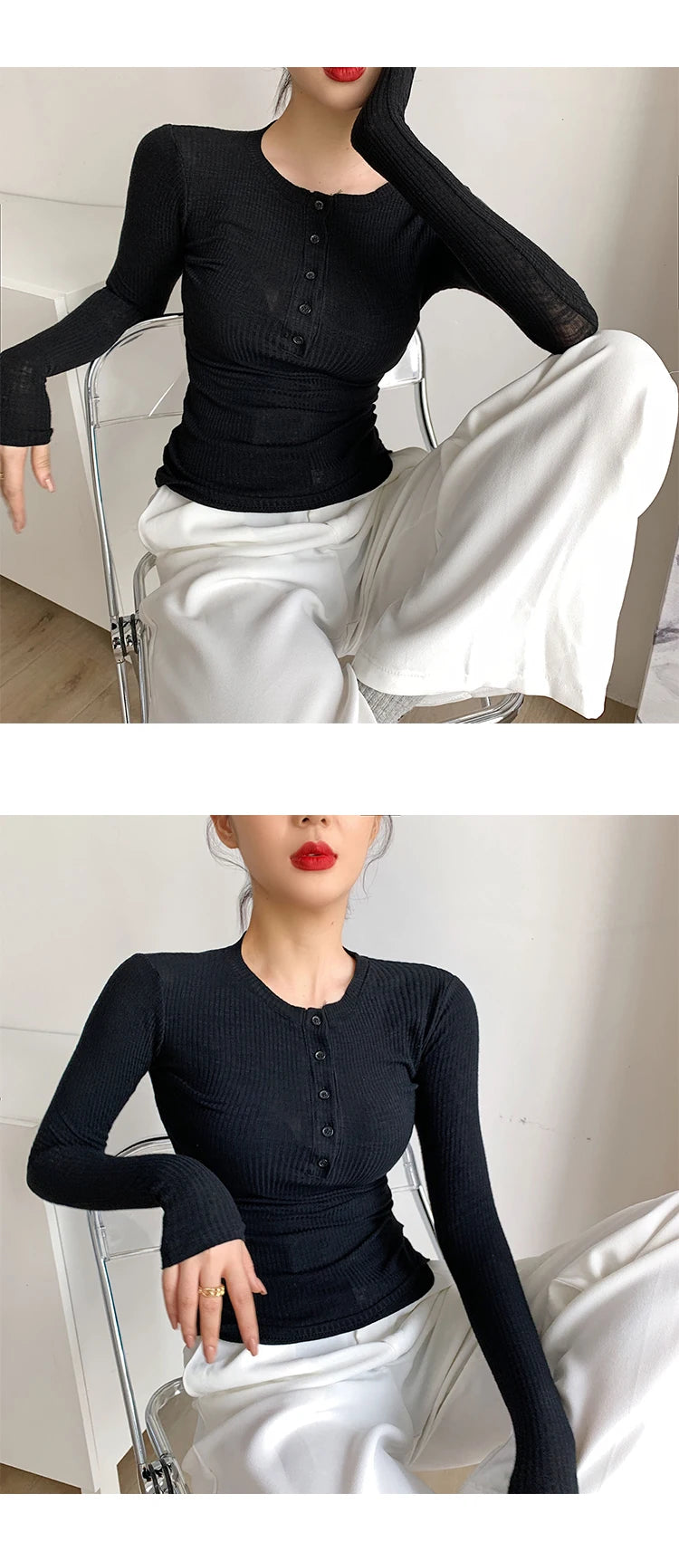 2021 Spring Thin Cotton T-shirts Tees Women's Elastic Slim Solid Soft Semi-transparent O-neck Tshirt Top Real Photos