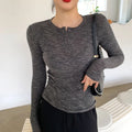 2021 Spring Thin Cotton T-shirts Tees Women's Elastic Slim Solid Soft Semi-transparent O-neck Tshirt Top Real Photos