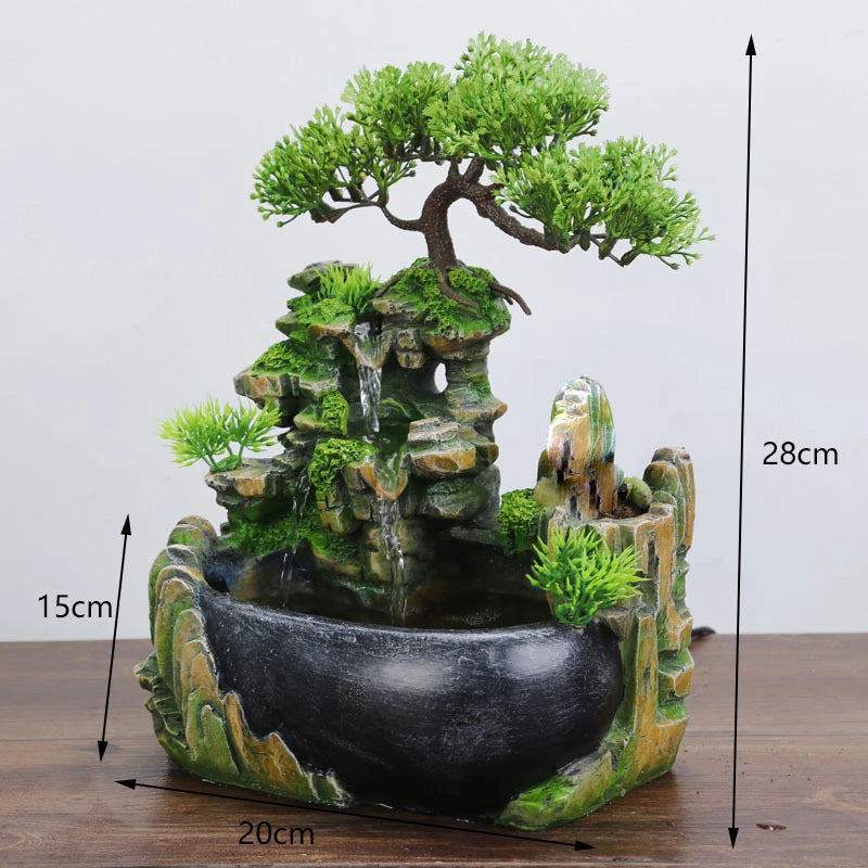 Indoor Feng Shui Water Fountain – Resin Rockery Desktop Decor