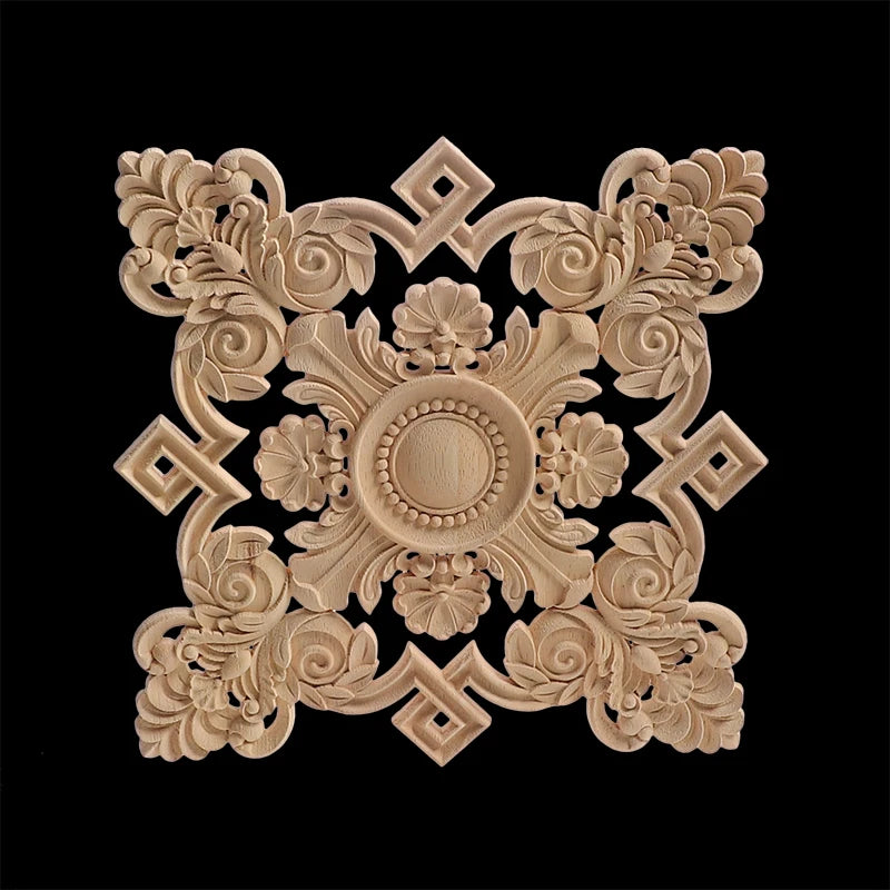 Exquisite Wooden Floral Appliques – Hand-Carved Decorative Onlay for Home & Furniture