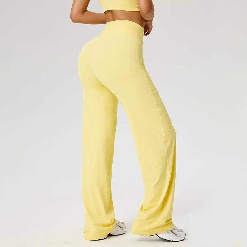 TRY TO BN Women's High Waisted Straight Leg Yoga Pants Gym Leggings Naked Feel Buttery Soft Breathable Running Workout Trousers