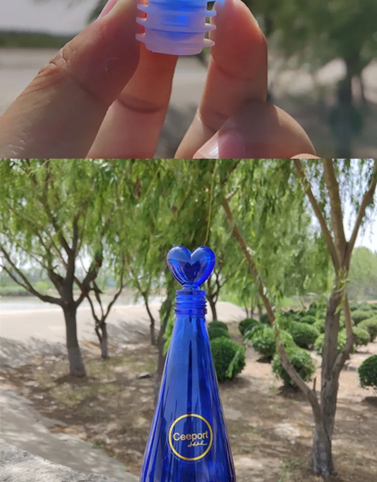 Blue Glass Water Bottle Cleaning Tool Ceeport Zero Limit Awakening Mind Pure Blue Glass Bottle Retro European Style Sealed Jar
