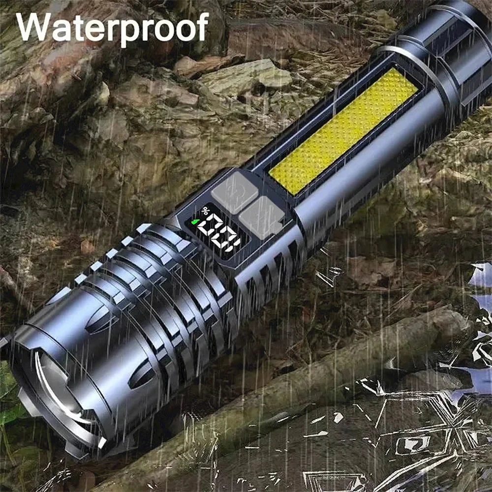 High Power Rechargeable LED Flashlight with COB Side Light