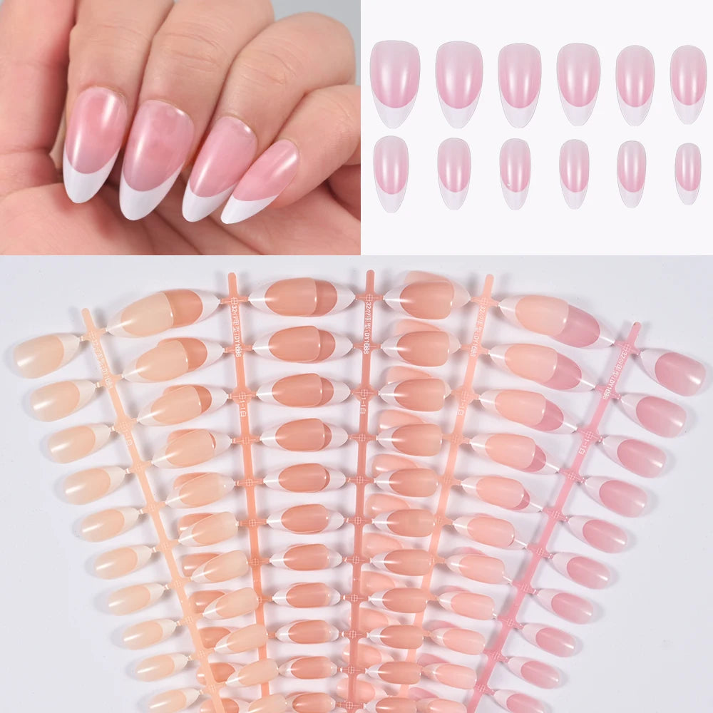 Matte White Press-On Nail Tips – Medium Almond