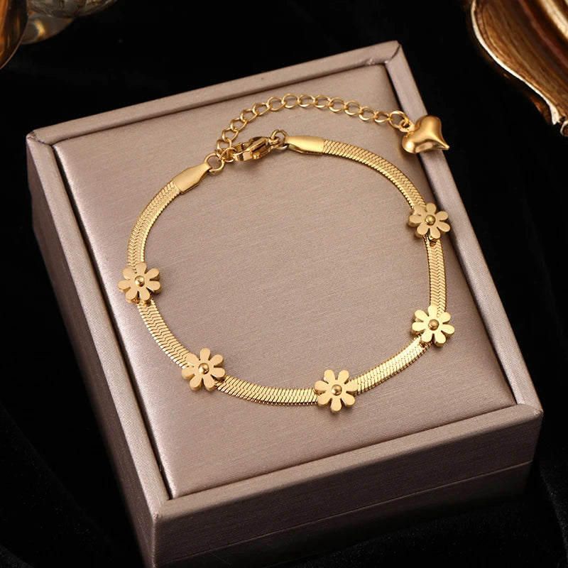 316L Stainless Steel Gold Link Bracelet for Women – Trendy & Durable