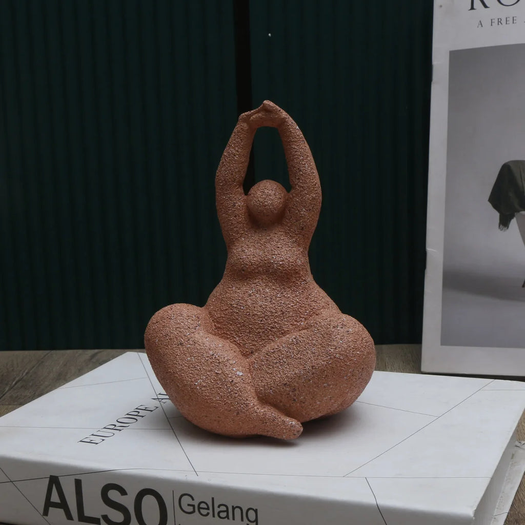 Sandstone Chubby Woman Statue – Abstract Handmade Tabletop Decor