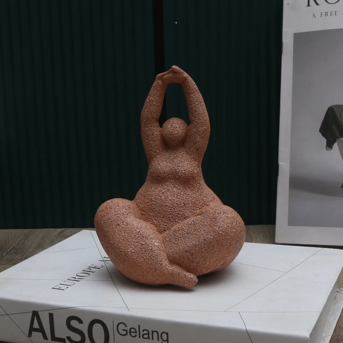 Sandstone Chubby Woman Statue – Abstract Handmade Tabletop Decor