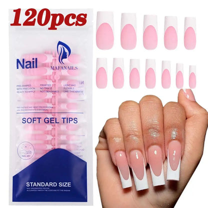 Matte White Press-On Nail Tips – Medium Almond
