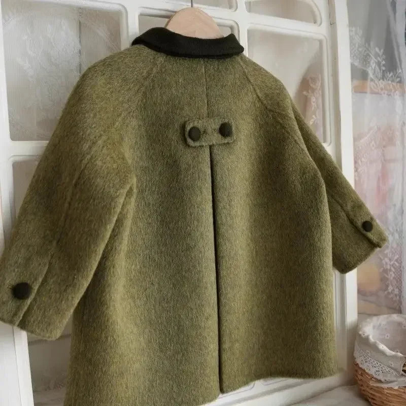 Kids’ Winter Woolen Coat – Double-Sided Fashionable & Warm for Girls