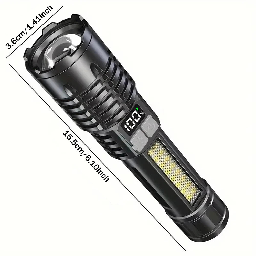 High Power Rechargeable LED Flashlight with COB Side Light