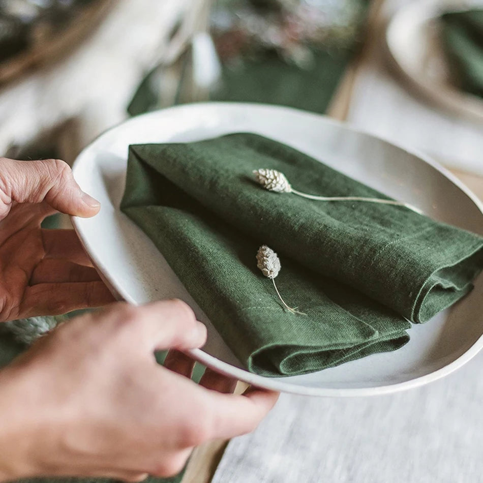 4PCS Linen Napkins – Reusable Soft Fabric Table Cloth Set