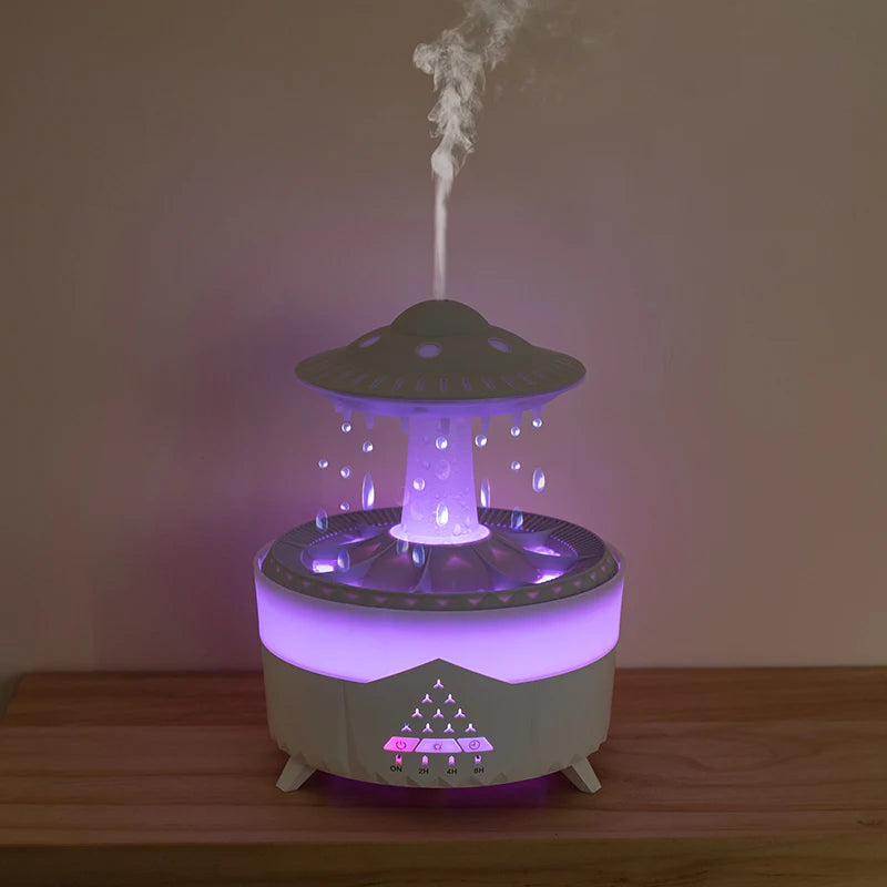 350ml Rain Cloud Aroma Diffuser – USB Humidifier with Remote & LED Light