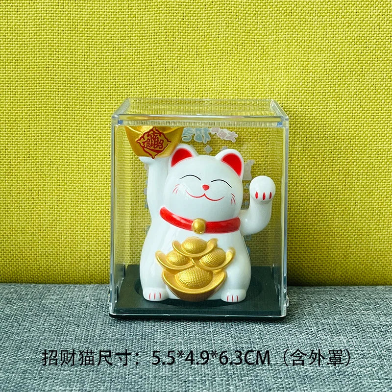 Solar Powered Maneki Neko Lucky Cat – Waving Fortune Cat Decor