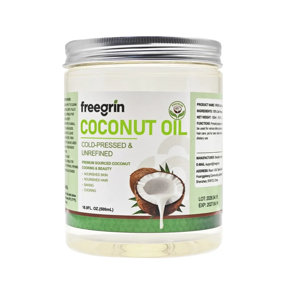 100% Natural Organic Coconut Oil Cold Pressed Virgin Moisturizing Nourishing for Skin Hair Body Care Skin Repair Moisturizer Hot