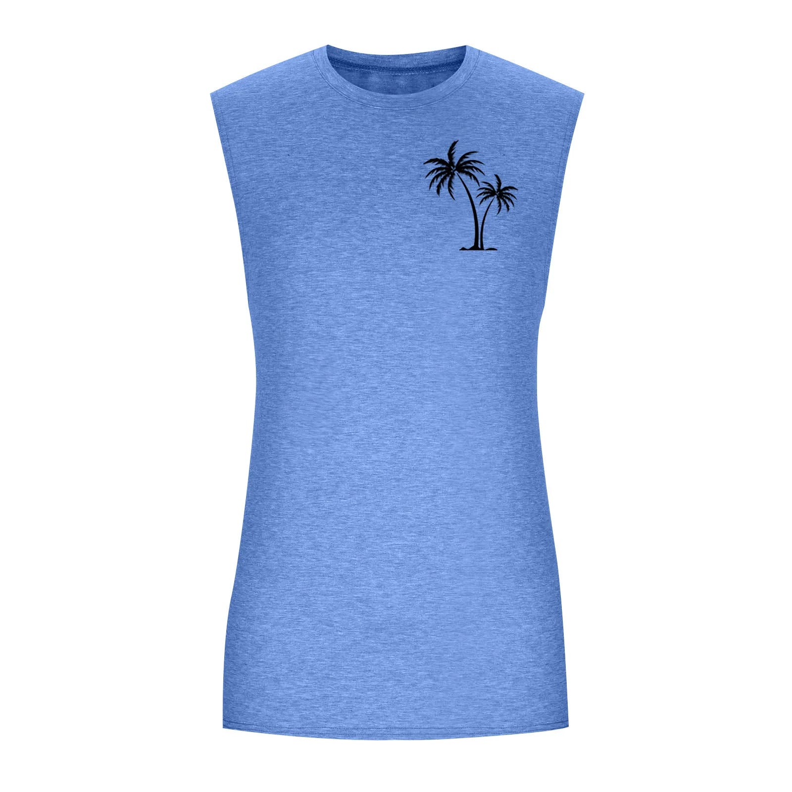 2025 Men'S Muscle Fitness Shirt Sports T-Shirt Gym Training Shirt Summer Casual Vest Tree Print Sleeveless Round Neck