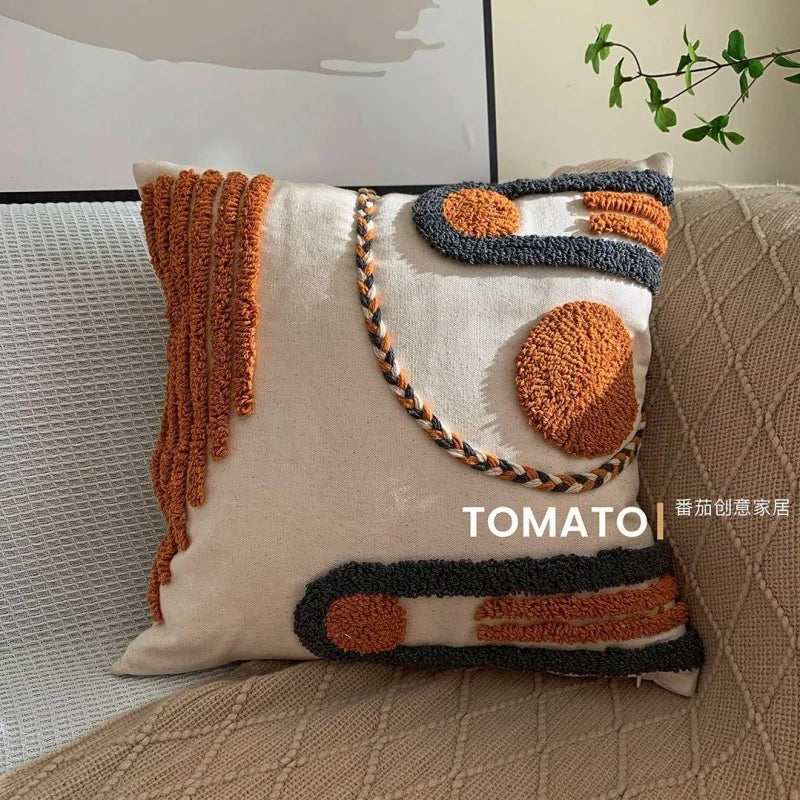 Bohemian Embroidered Cushion Cover – Geometric Tassel Sofa Pillowcase