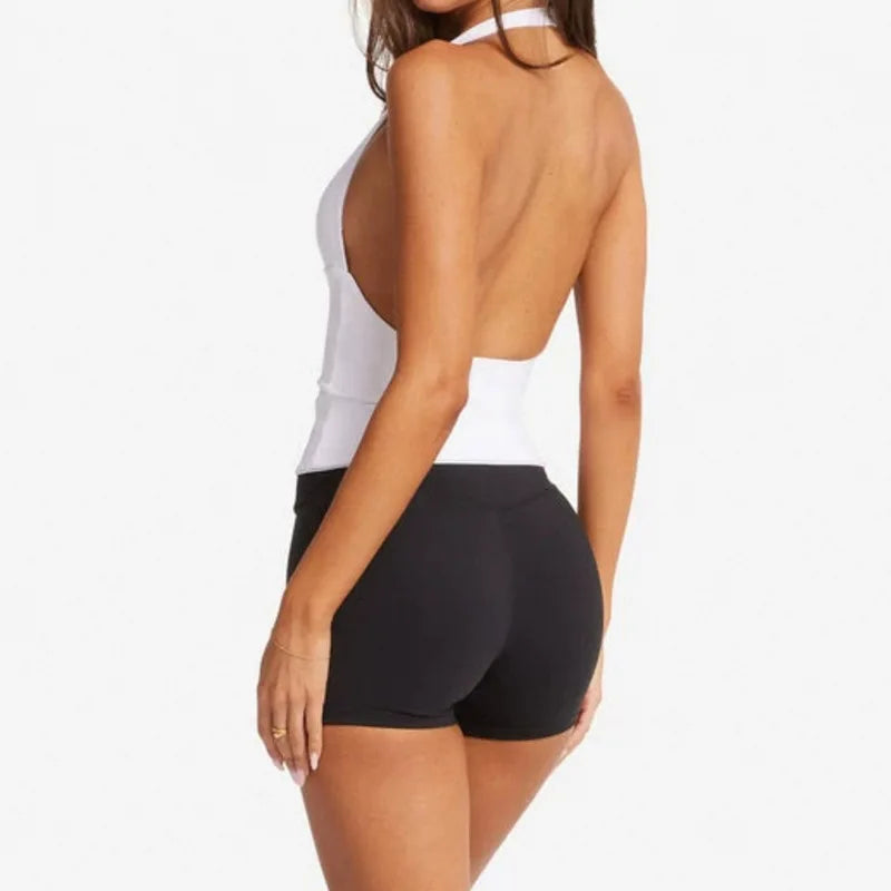 Women’s High-Impact Halter Gym Top with Built-In Pads