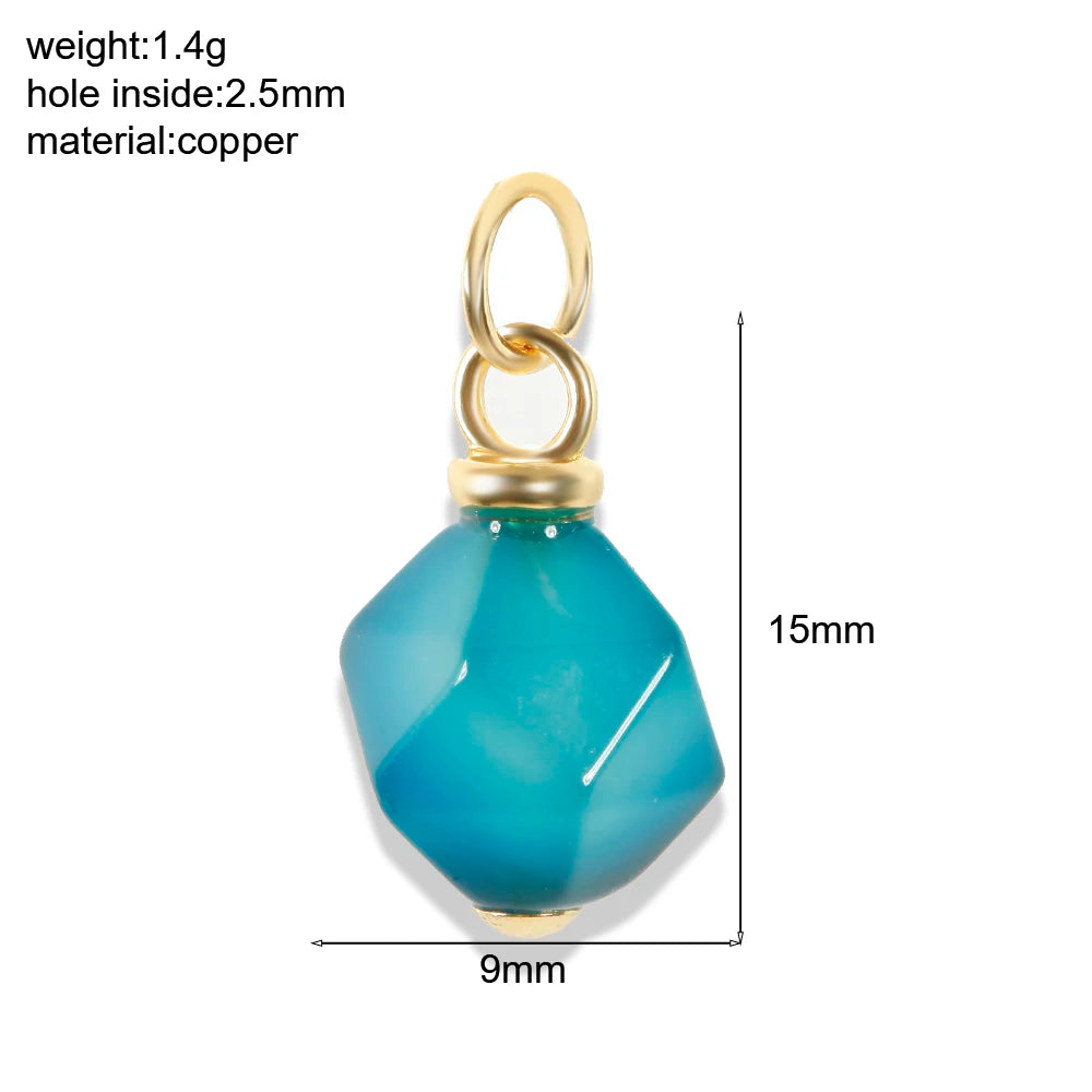 Bohemian Natural Stone Bead Charms for DIY Jewellery Making – Blue & Green Zircon Pendants