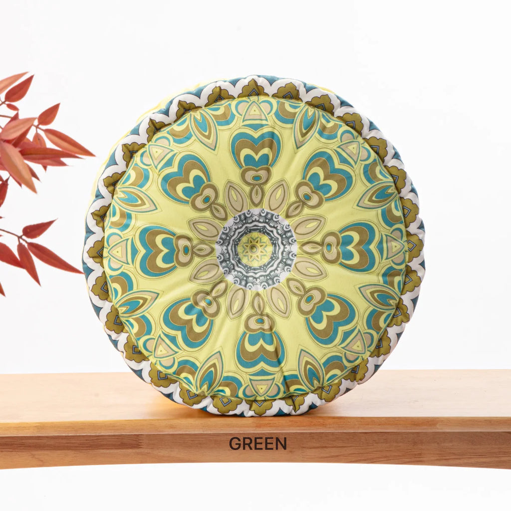 Bohemian Round Floor Cushion, Mandala Print Thickened Seat Pillow with Handle, Short Plush Soft Meditation Cushion for Yoga Livi
