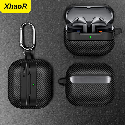Carbon Fiber Protective Case for Samsung Galaxy Buds3 / Buds 3 Pro with Keyring