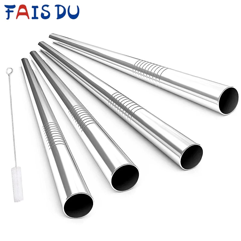Reusable Boba Straws – Stainless Steel Wide Smoothie Straws (4PCS)