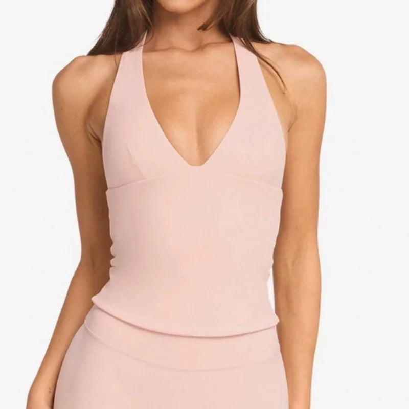 Women’s High-Impact Halter Gym Top with Built-In Pads