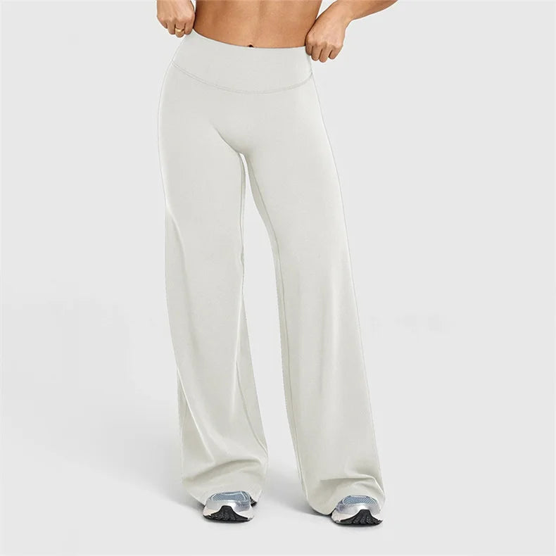 High-Waisted Wide-Leg Yoga Leggings for Women – Stretch Gym & Workout Pants