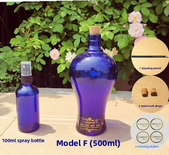 Blue Sun Water Bottle Large Capacity Cleaning Tool Zero Limit Energy Bottle Crystal Glass round Shape Insulated Beverage Cup