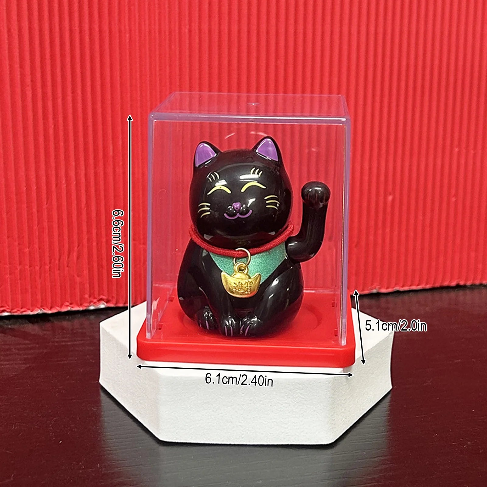 Solar Powered Maneki Neko Lucky Cat – Waving Fortune Cat Decor