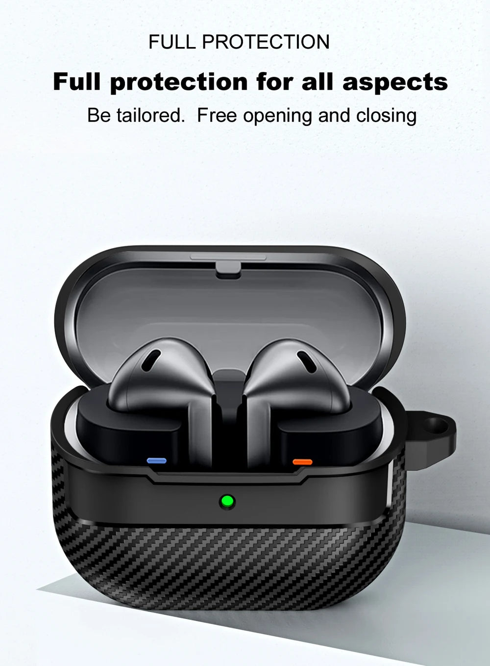 Carbon Fiber Protective Case for Samsung Galaxy Buds3 / Buds 3 Pro with Keyring