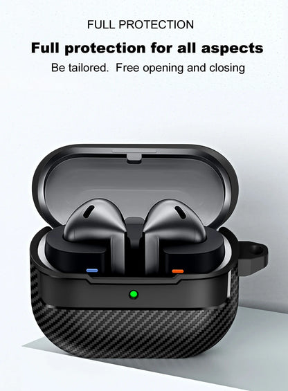 Carbon Fiber Protective Case for Samsung Galaxy Buds3 / Buds 3 Pro with Keyring