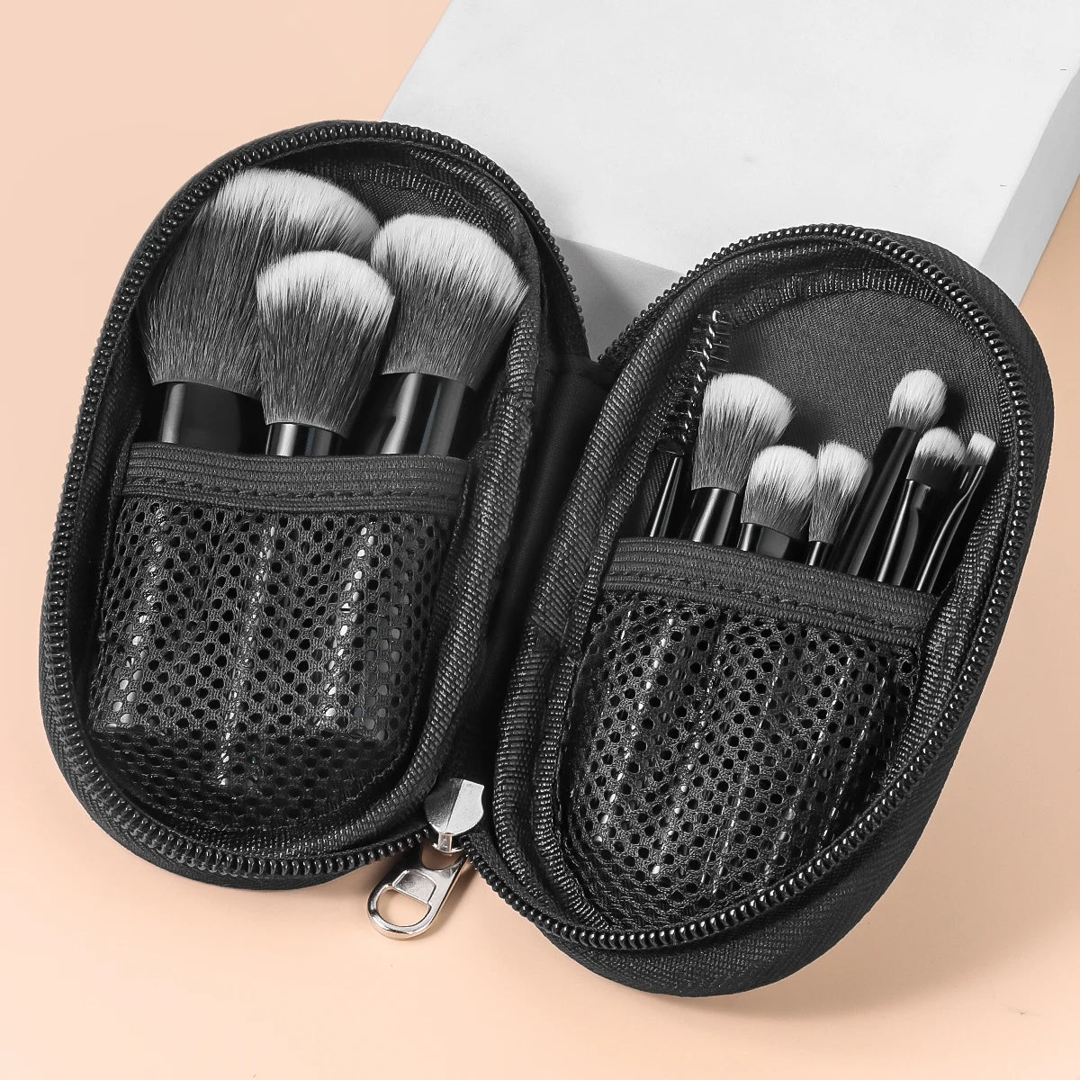10-Piece Mini Makeup Brush Set with Travel Bag