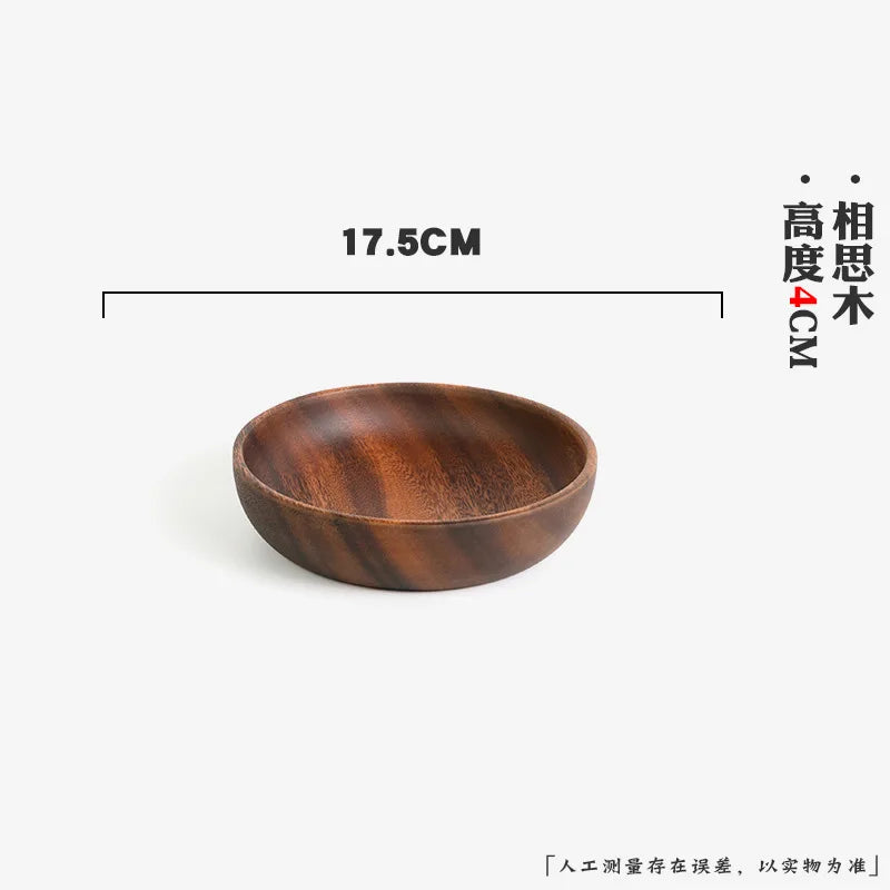 Extra Large Solid Wood Bowl & Tray Set Round Wooden Salad Bowl Ramen Mixing Bowl Natural Wood Tableware