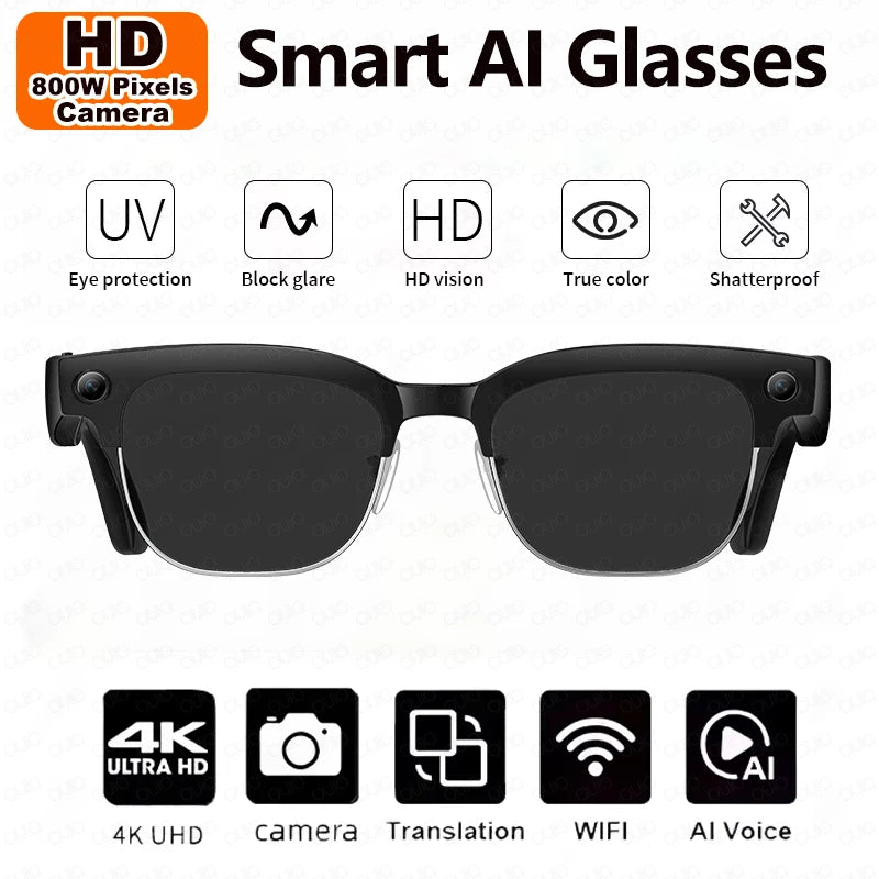 2026New Ultra AI Smart Glasses With 800W Camera GPT Sunglasses WIFI Transmission Bluetooth Call Video Music Player For Men Women