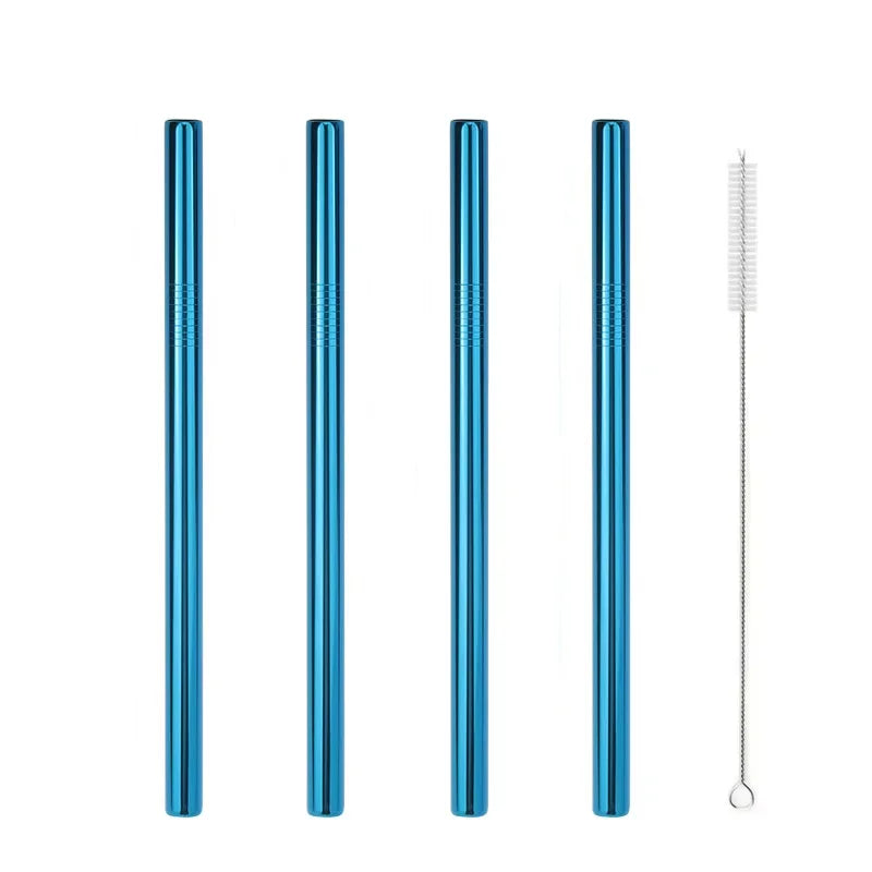 Reusable Boba Straws – Stainless Steel Wide Smoothie Straws (4PCS)